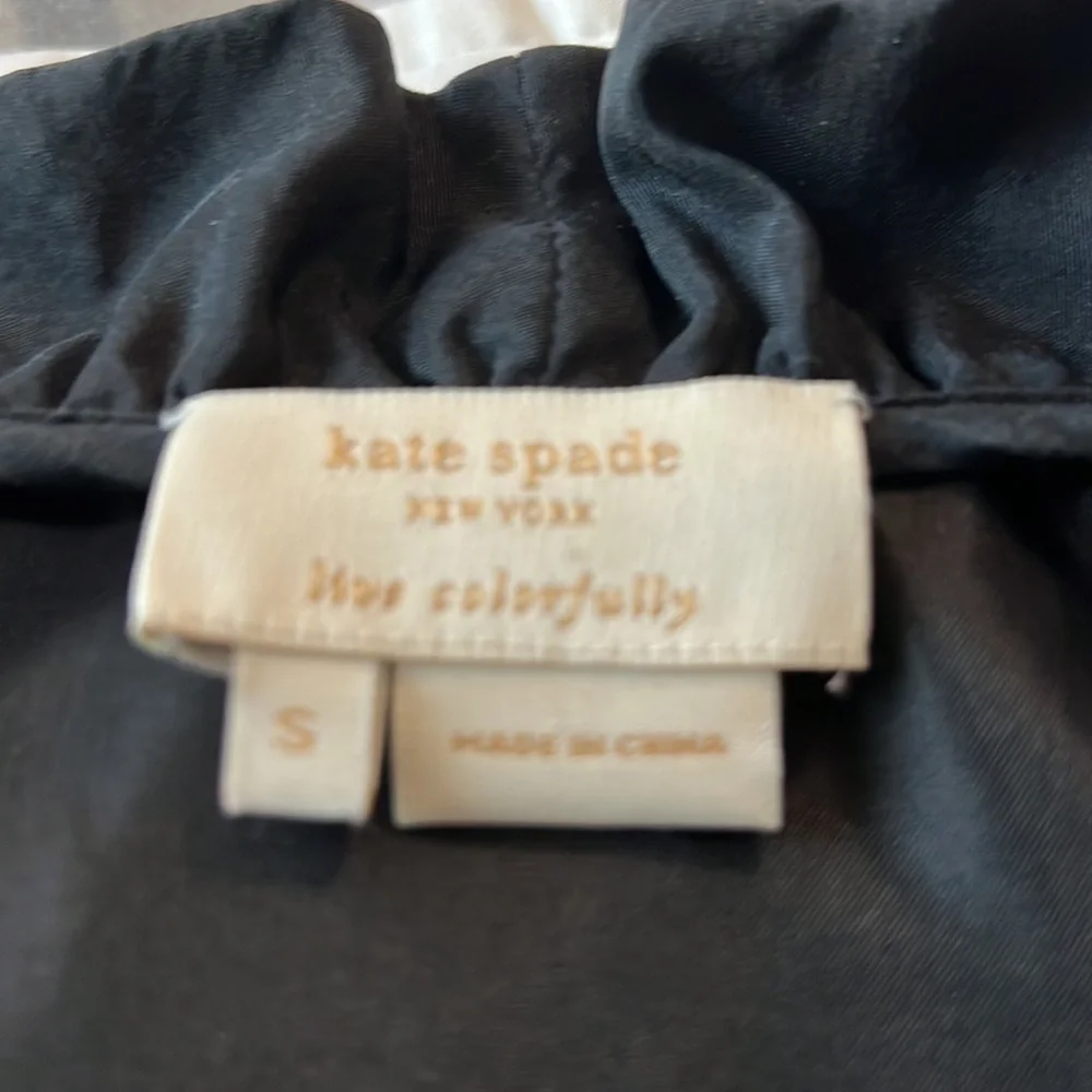 Kate Spade Silk Ruffle Front Sleeveless Blouse Black Small